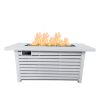 Living Source International 24" H Propane/Natural Gas Outdoor Fire Pit Table with Lid (White)