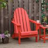Folding Adirondack Chair, Faux Wood Patio & Fire Pit Chair, Weather Resistant HDPE for Deck, Outside Garden, Porch, Backyard, Red