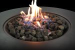 Living Source International 11" H x 30" W Fiber Reinforced Concrete Propane/Natural Gas Outdoor Fire Pit Table with Lid (Charcoal)CM-1003G