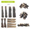 10Pcs Larger Gas Fireplace Logs ; Ceramic Wood Fire Pit Logs Decorations Indoor and Outdoor
