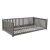 TOPMAX Patio Minimalist Twin Size Garden Swing Bed Wood Porch Swing with Ropes for Backyard, Safe Sloped Design, Gray