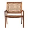 Coastal Solid Wood and Rattan Outdoor Accent Chair – Dark Brown
