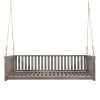 TOPMAX Patio Minimalist Twin Size Garden Swing Bed Wood Porch Swing with Ropes for Backyard, Safe Sloped Design, Gray