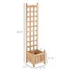 Outsunny Wooden Raised Garden Bed with Trellis, Outdoor Planter Box with Drainage Crevices for Climbing Vine Plants Flowers, 12" x 12" x 49"