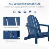 Folding Adirondack Chair, Faux Wood Patio & Fire Pit Chair, Weather Resistant HDPE for Deck, Outside Garden, Porch, Backyard, Blue
