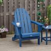 Folding Adirondack Chair, Faux Wood Patio & Fire Pit Chair, Weather Resistant HDPE for Deck, Outside Garden, Porch, Backyard, Blue