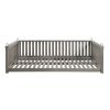 TOPMAX Patio Minimalist Twin Size Garden Swing Bed Wood Porch Swing with Ropes for Backyard, Safe Sloped Design, Gray