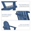 Folding Adirondack Chair, Faux Wood Patio & Fire Pit Chair, Weather Resistant HDPE for Deck, Outside Garden, Porch, Backyard, Blue