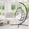 Outdoor Patio Wicker Folding Hanging Chair,Rattan Swing Hammock Egg Chair With C Type Bracket , With Cushion And Pillow