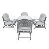 Outdoor 5-Piece Aluminum Chat High Fire Pit Set with Cushion, Golden Gauze