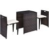 3 Pcs Cushioned Outdoor Wicker Patio Set