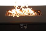 Living Source International 42 White Smoked Glass Metal Rectangle Fire Pit (Black)