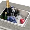 3-in-1 Coffee Table with Ice Bucket and Fire Pit - Gray