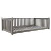 TOPMAX Patio Minimalist Twin Size Garden Swing Bed Wood Porch Swing with Ropes for Backyard, Safe Sloped Design, Gray