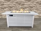 Living Source International 24" H Propane/Natural Gas Outdoor Fire Pit Table with Lid (White)