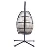 Outdoor Patio Wicker Folding Hanging Chair,Rattan Swing Hammock Egg Chair With C Type Bracket , With Cushion And Pillow
