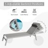 Patio Chaise Lounge Set, 3 Pieces Aluminum Adjustable Pool Lounge Chairs Textilene Sunbathing Recliner with Headrest (Grey,2 Lounge Chairs +1 Table)