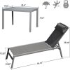 Patio Chaise Lounge Set, 3 Pieces Aluminum Adjustable Pool Lounge Chairs Textilene Sunbathing Recliner with Headrest (Grey,2 Lounge Chairs +1 Table)
