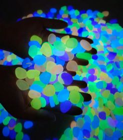 Outdoor Luminous Stones 100Pcs Glow in The Dark Pebbles Garden Moonlight Stones (Color: Blue)