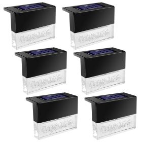6Pcs Solar Powered Deck Lights Outdoor Acrylic Bubbles Decorative Step Fence Lamp IP55 Waterproof (Color: black)