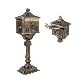 Outdoor Lawn Decor Retro Cast Aluminum Mailbox (Color: Bronze)