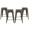 24 Inch Set of 4 Tolix Style Counter Height Barstool Stackable Chair